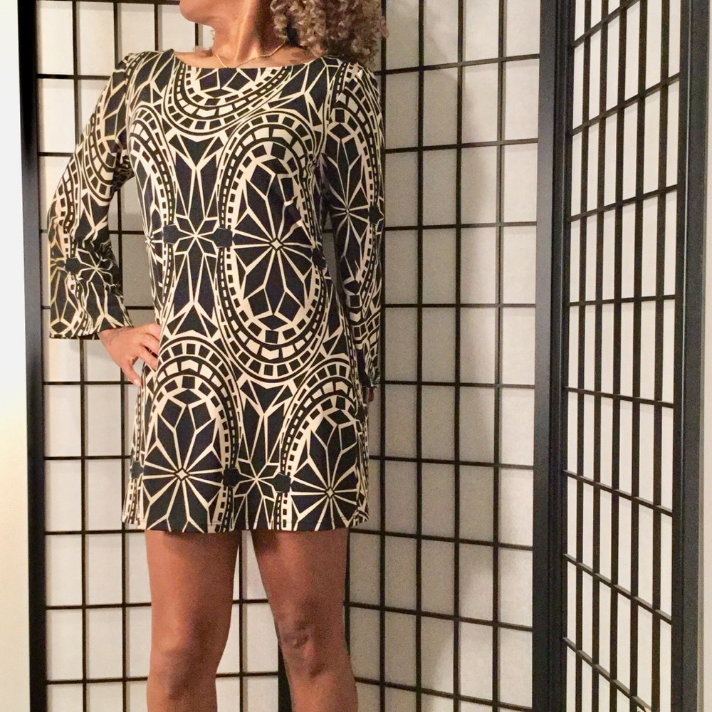 Geo-Print Mini Dress/Tunic Top